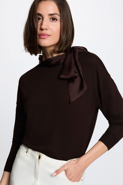 Camisola MORGAN laçada castanho