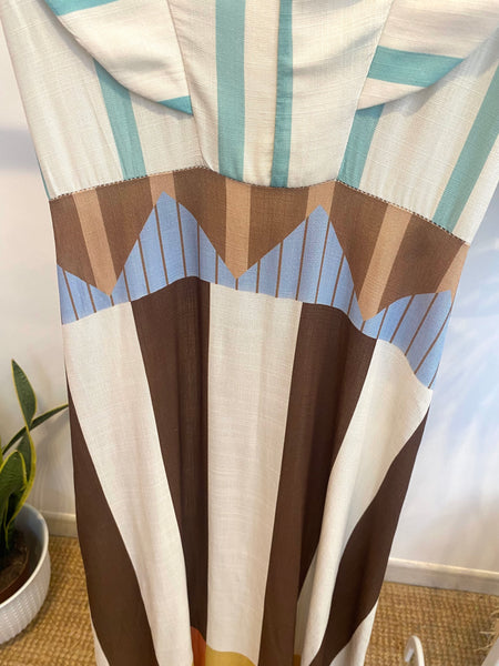 Vestido Málaga azul e castanho