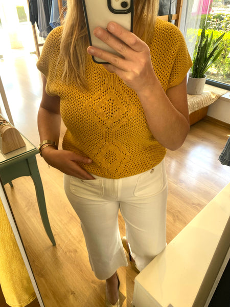 Camisola de malha mostarda morgan