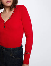 Carregar imagem no visualizador da galeria, Camisola MORGAN canelada vermelho
