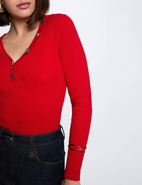 Camisola MORGAN canelada vermelho