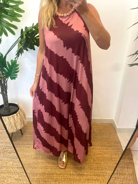 Vestido comprido malha fria diagonal