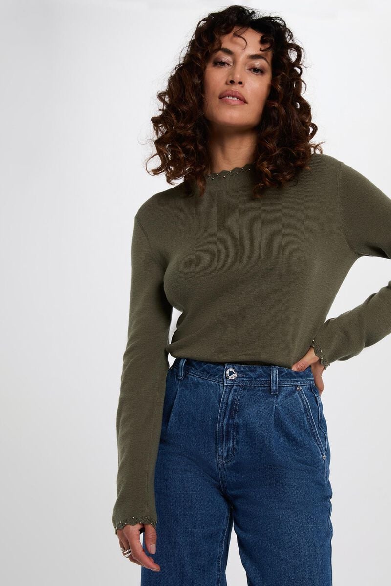 Camisola de malha kaki Morgan