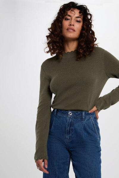 Camisola de malha kaki Morgan