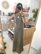 Carregar imagem no visualizador da galeria, Vestido alças malha fria kaki
