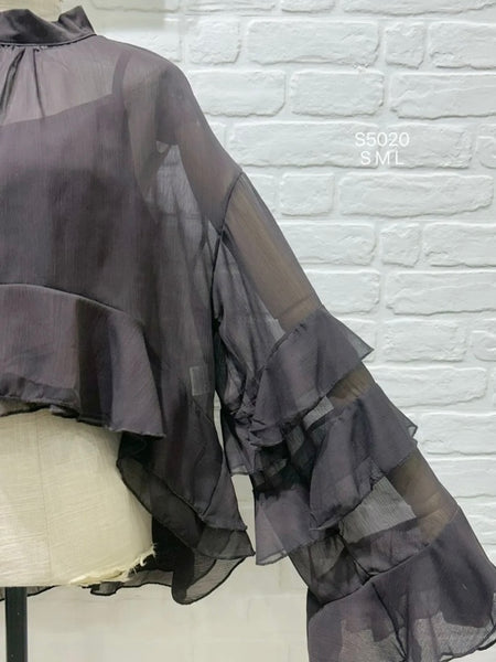 Blusa crop chiffon chocolate