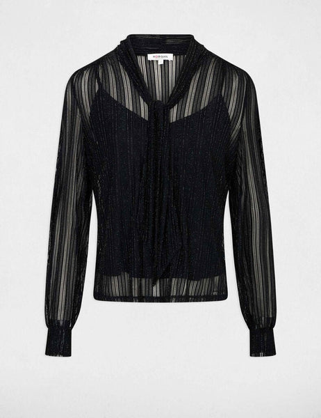 Blusa com laçada preto Morgan