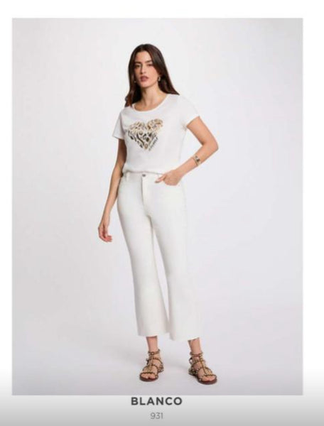 Calças brancas sarja flare MORGAN