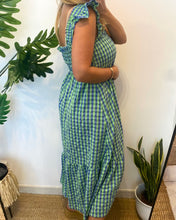 Carregar imagem no visualizador da galeria, Vestido vichy alças franzidas azul e verde
