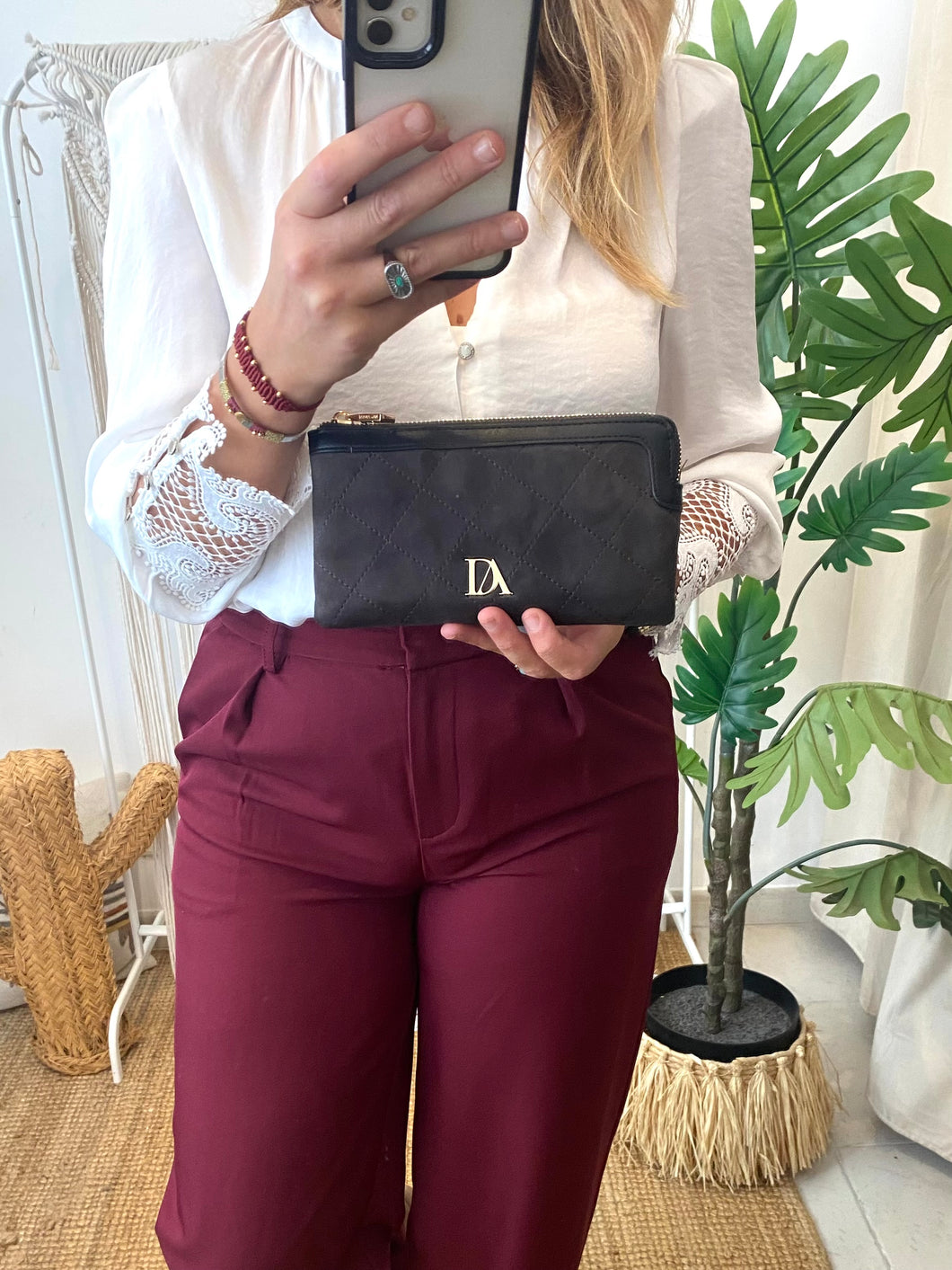 Carteira acolchoada cinza Don Algodon