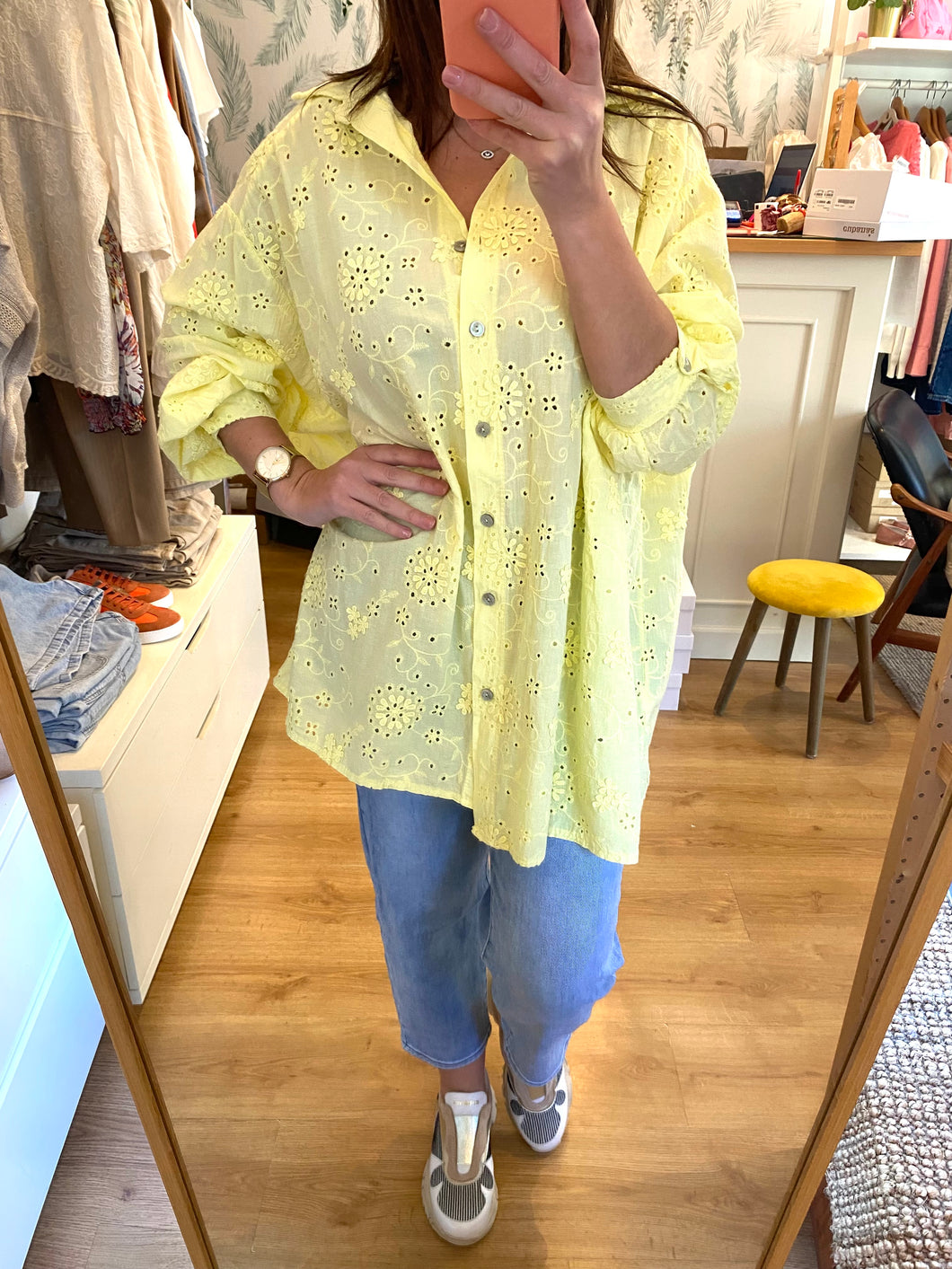 Camisa/túnica oversize bordada amarelo