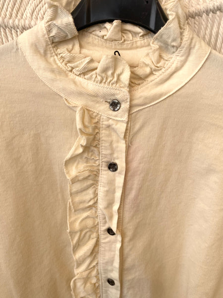 Camisa bombazina folhinho pérola