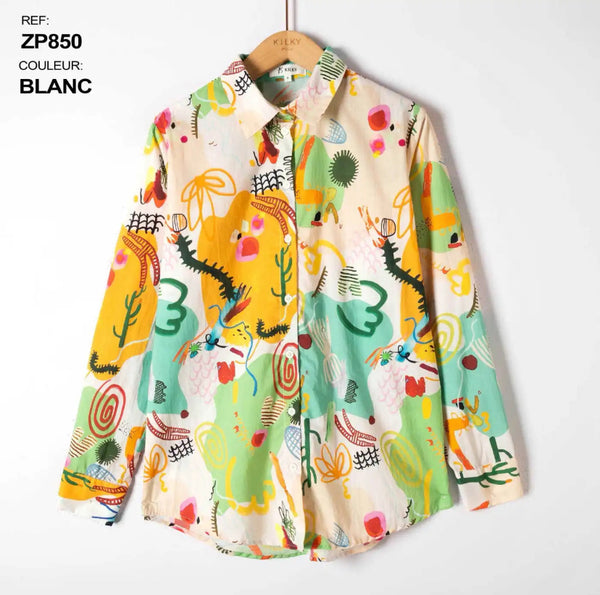 Camisa estampada amarelo/verde