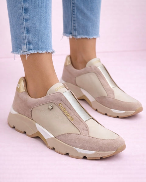 Ténis Run elástico beige Cubanas