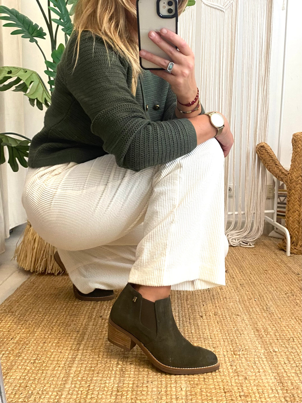 Botim camurça kaki Ruika