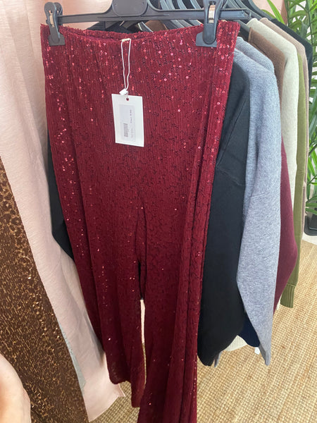 Calças de lantejoulas Bordeaux