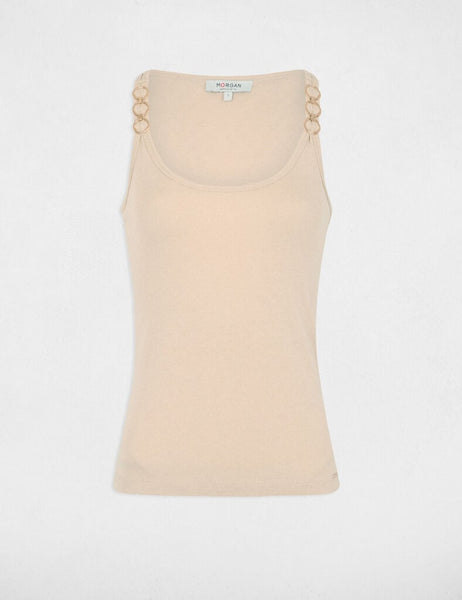 Top alças lurex beje MORGAN