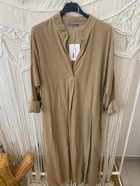 Vestido oversize bombazina camel