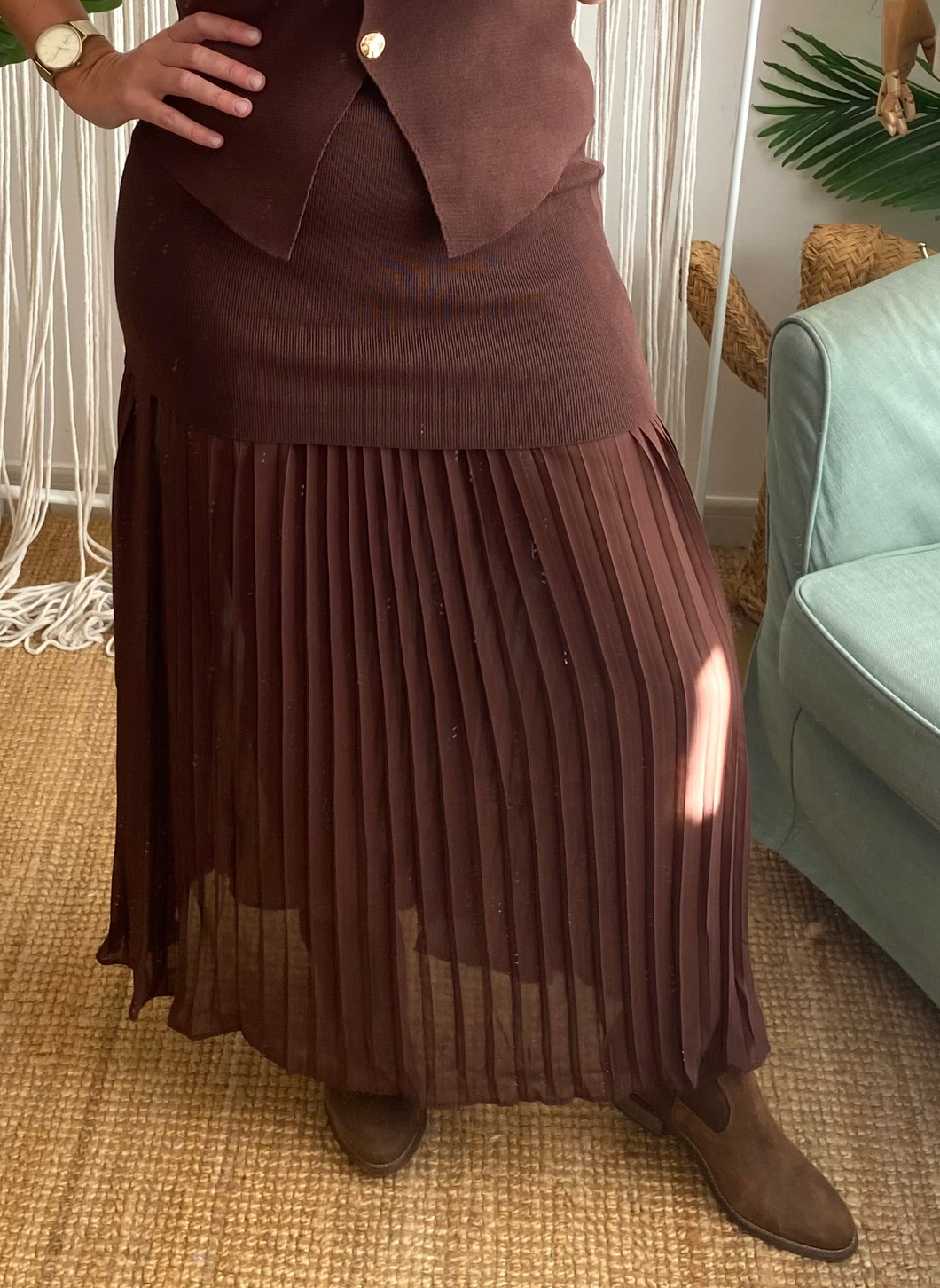 Saia de malha chocolate