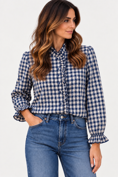 Camisa quadradinhos azuis