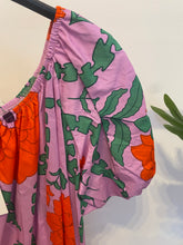 Carregar imagem no visualizador da galeria, Vestido curto manga balão estampa vintage roxo

