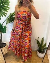 Carregar imagem no visualizador da galeria, Vestido laçada flores grandes laranja
