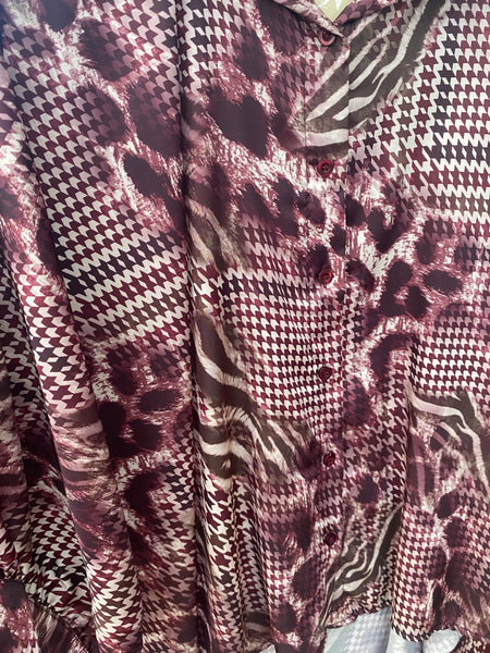 Camisa túnica oversize padrão bordeaux Smf