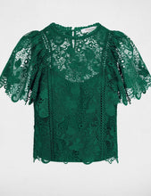 Carregar imagem no visualizador da galeria, Blusa rendada verde MORGAN
