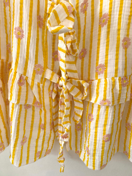 Blusa/casaco algodão crepe estampado amarelo