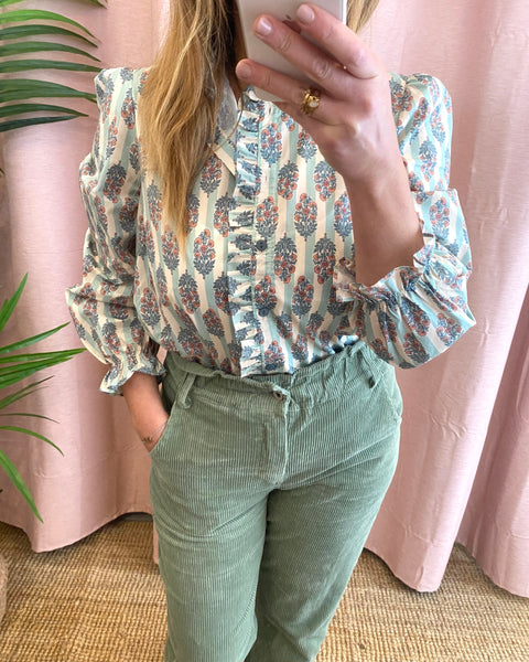 Camisa estampa verde água