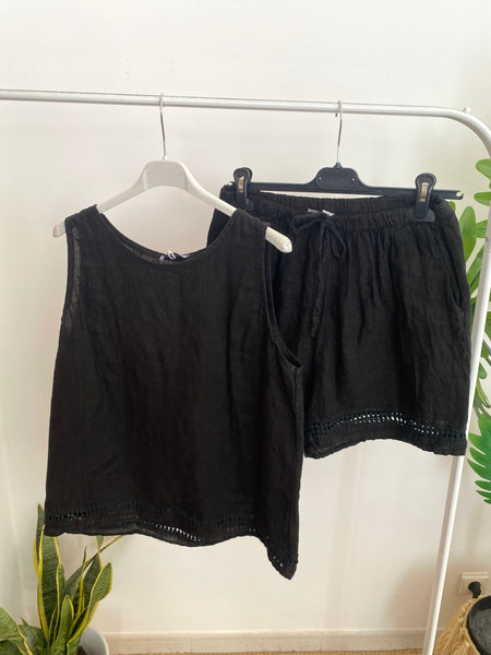 Conjunto de linho calção preto