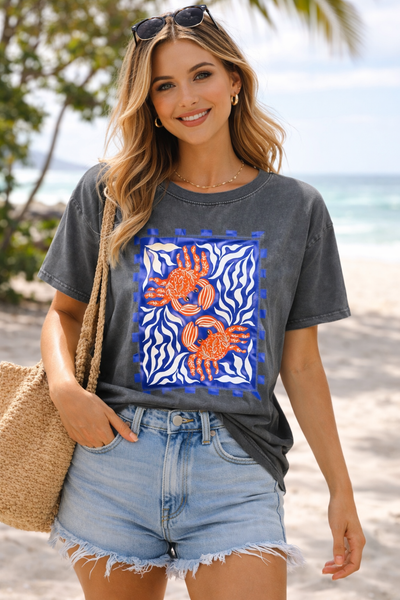 T-shirt de algodão caranguejos