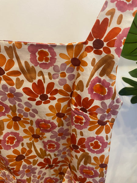 Vestido curto estampa flores laranja 🍊