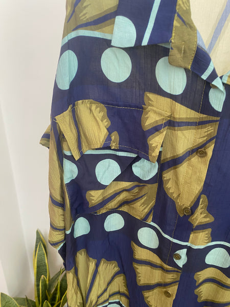 Vestido camisa estampa bolas azul