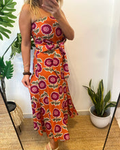 Carregar imagem no visualizador da galeria, Vestido laçada flores grandes laranja
