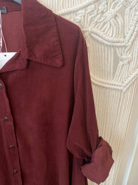 Vestido camisa bombazina bordeaux