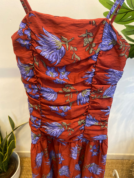 Vestido Salamanca estampa flores bordeaux