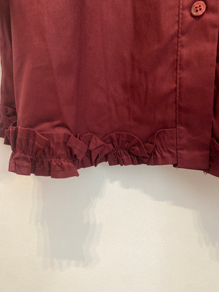 Camisa lisa folho em baixo Bordeaux