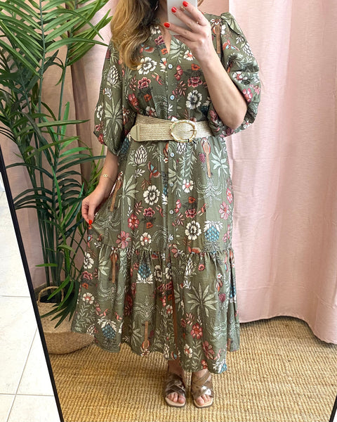 Vestido estampa floral verde