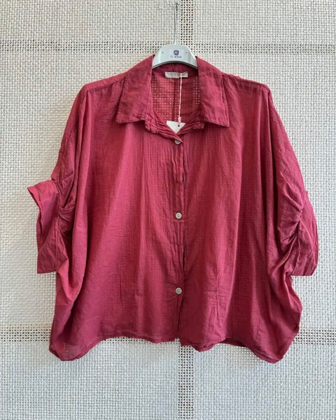 Camisa oversize fininha framboesa