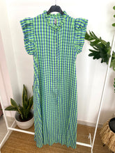 Carregar imagem no visualizador da galeria, Vestido vichy folho manga verde e azul
