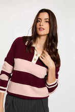 Carregar imagem no visualizador da galeria, Camisola MORGAN riscas rosa e Bordeaux
