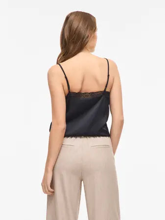 Top alças com rendinha preto Vila