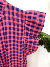 Carregar imagem no visualizador da galeria, Vestido vichy folho manga rosa e azul
