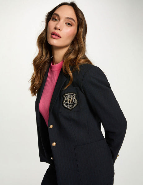 Blazer azul marinho risca fina Morgan