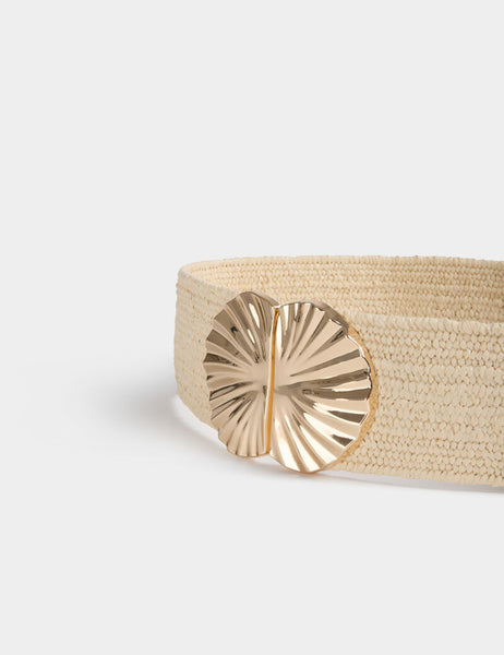 Cinto Morgan concha metal fivela dourada