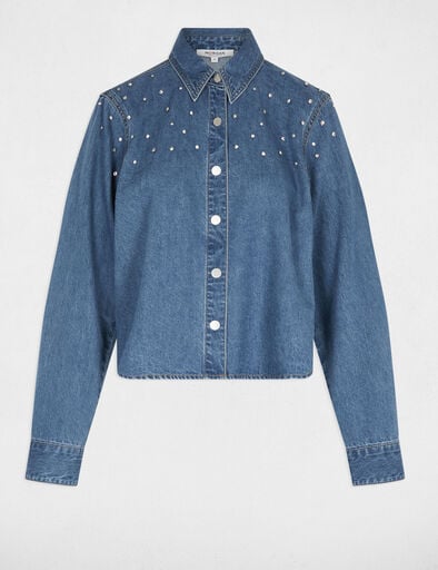 Camisa de ganga crop com brilhantes Morgan