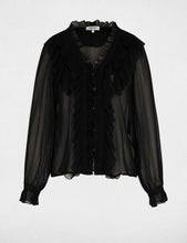 Carregar imagem no visualizador da galeria, Blusa folhos preto MORGAN
