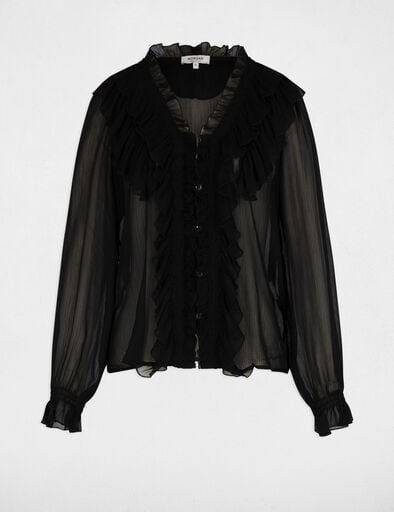 Blusa folhos preto MORGAN