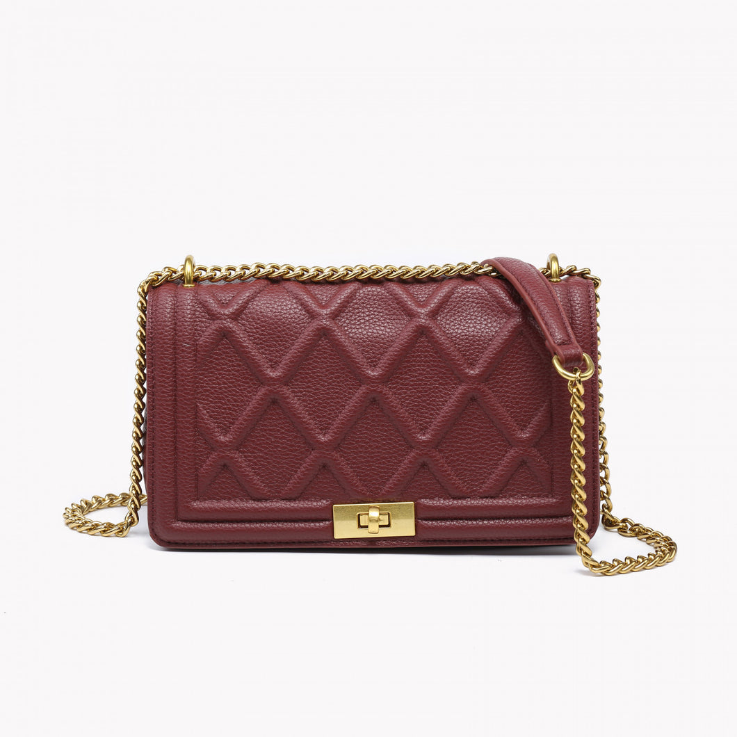 Bolsa tiracolo com losângulos bordeaux